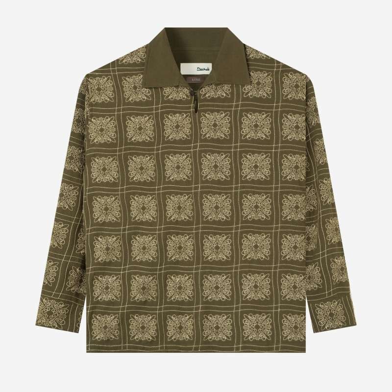 Kemeja Koko Lengan Panjang - Kameel - Olive