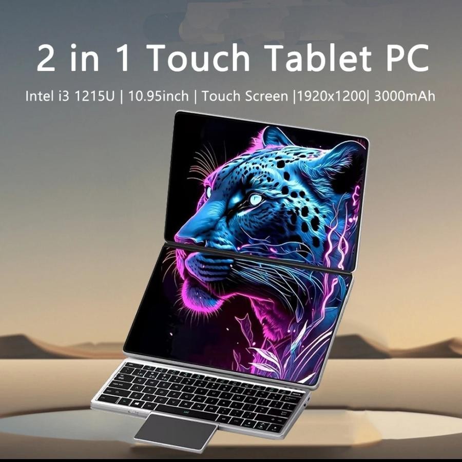 Laptop Dual Screen Intel i3 1215U Dual 10.95inch IPS Touch Screen Windows 11 Office Computer 2 in 1 Tablet PC Notebook WiFi6 - 32 SSD+2TB