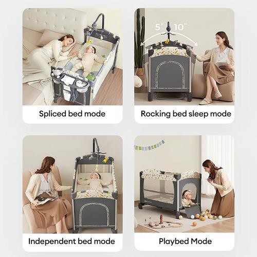 Baby Box Tempat Tidur Bayi 0-3 Tahun | Ranjang Bayi Buka Samping | Box Bayi Cot Keranjang dengan Kelambu & Kasur