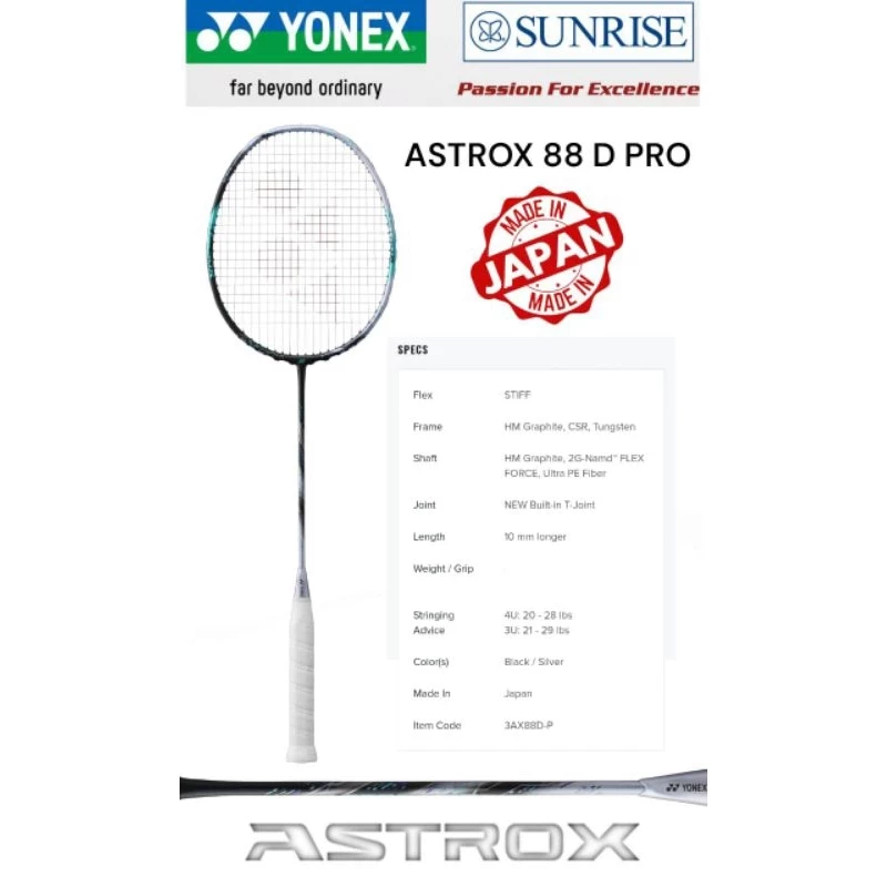 RAKET BADMINTON YONEX ASTROX 88D 88S 88 D 88 S PRO ORIGINAL MADE IN JAPAN