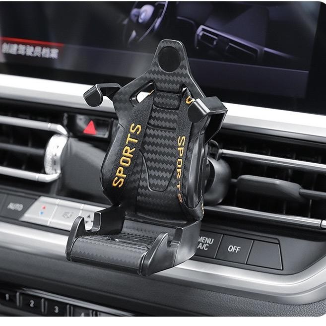 Car Phone holder jok racing / dudukan tempat hp untuk mobil. Untuk HP 4.7-7 inch - Kuning