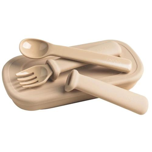 Hegen Mealtime Starter Kit With Foldable Placemat Taupe - Set Tempat Makan Bayi