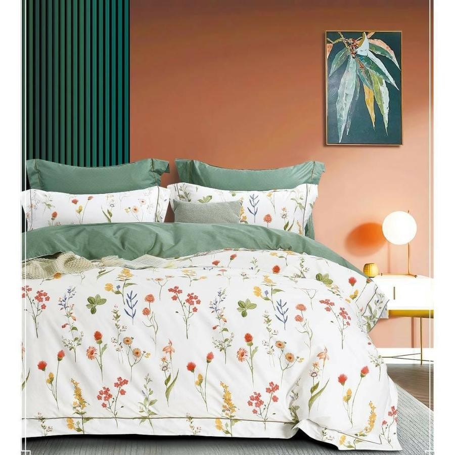 sprei set bedcover katun jepang 200x200x40 bantal guling kingkoil