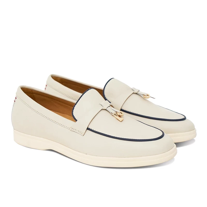 Sepatu Wanita Casual Loafer Moccasin Gino Mariani Emery Off White