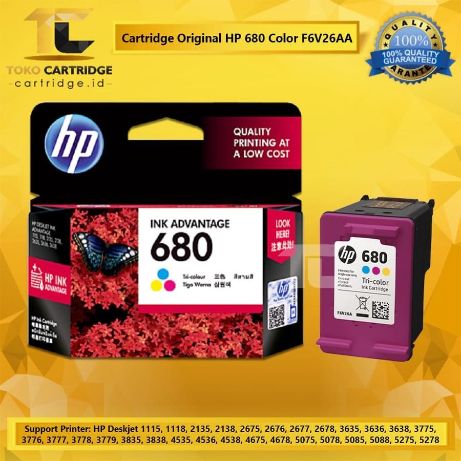Cartridge HP 680 Black F6V27AA Tinta Printer 5085 5088 5275 5278 2135 - Black