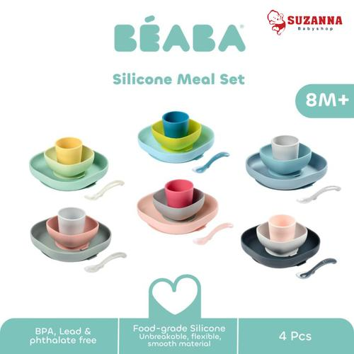 Beaba BEA044 Silicone Meal Set (4pcs) - Set Alat Makan Bayi Silicon - Blue