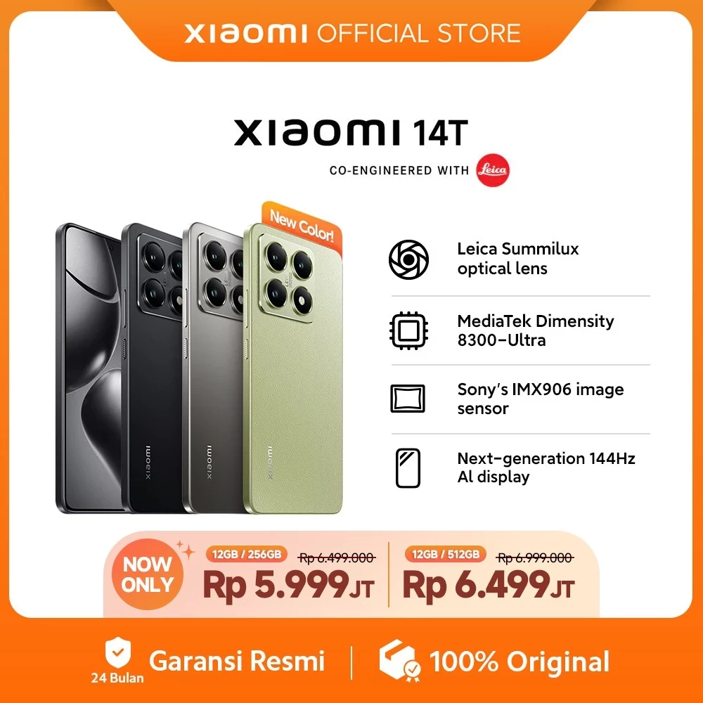 Xiaomi 14T (12/256) (12/512) | Leica Summilux Optical Lens | MediaTek Dimensity 8300-Ultra | 144Hz AI display