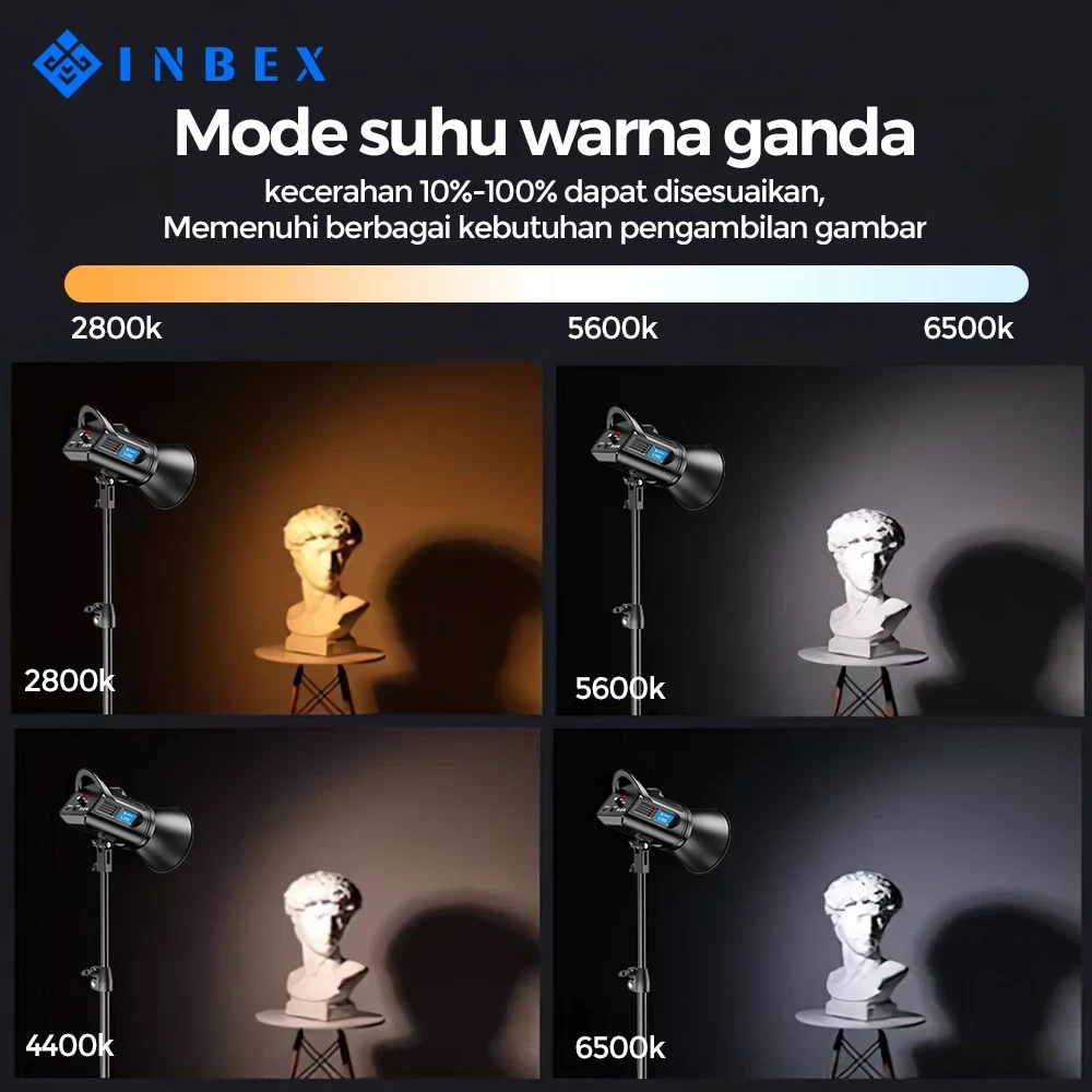 INBEX IL100S Lighting Softbox Studio Fill Light Foto Konten Live LED Lampu Display Screen CRI98