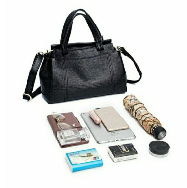 tas wanita branded original 100% Kulit Asli Garut premium tas kulit - Hitam, 32x13x22